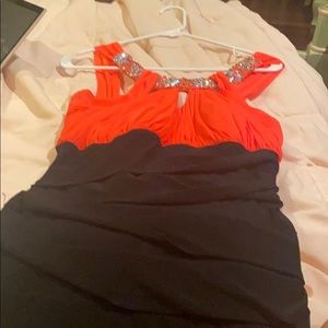 Formal pink and black dress